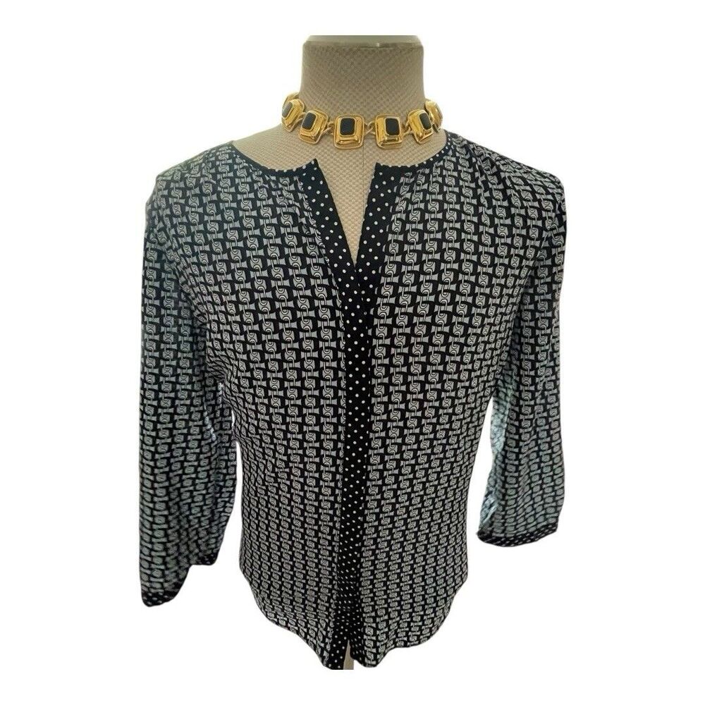 Talbots Equestrian Chain Link Button Down Blouse … - image 2